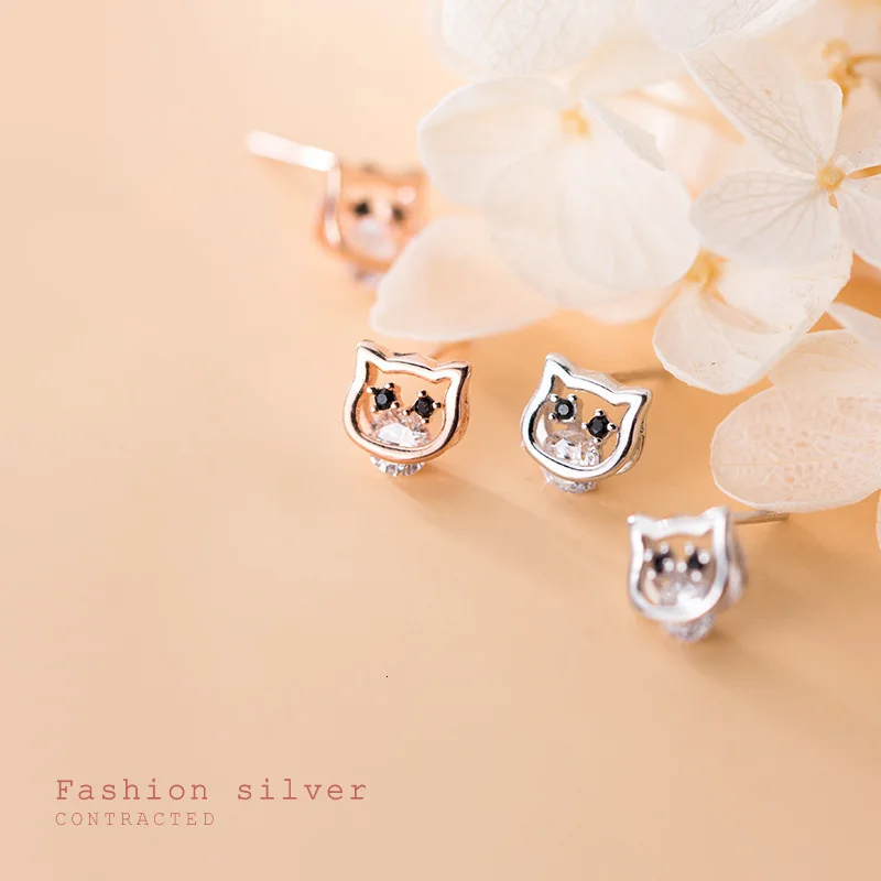 

Hot Sale Authentic 925 Sterling Silver Cute Cat Small Stud Earrings for Women Fashion Sterling Silver Jewelry