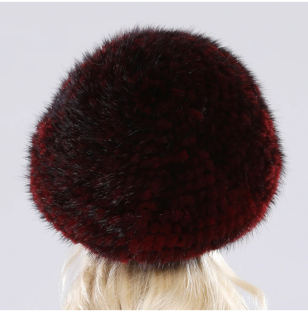 Hot Sale Russia Women Winter Real Mink Fur Berets Hat Hand Knitted Real Natural Mink Fur Cap Lady Luxury Real Mink Fur Hats
