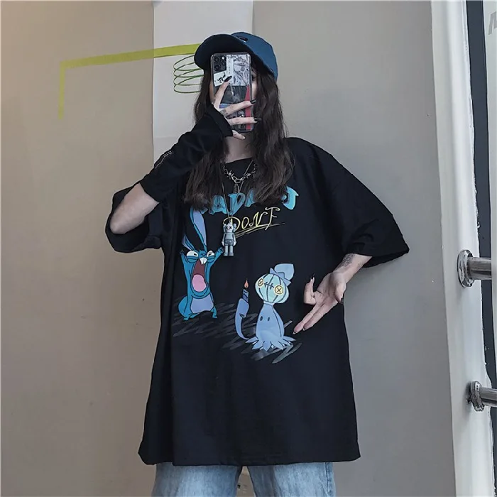 

Dark Women's Ins Short-sleeved T-shirt Loose Korean Version Of The Funeral Hip-hop Jump Di All-match Jacket In The Long Section