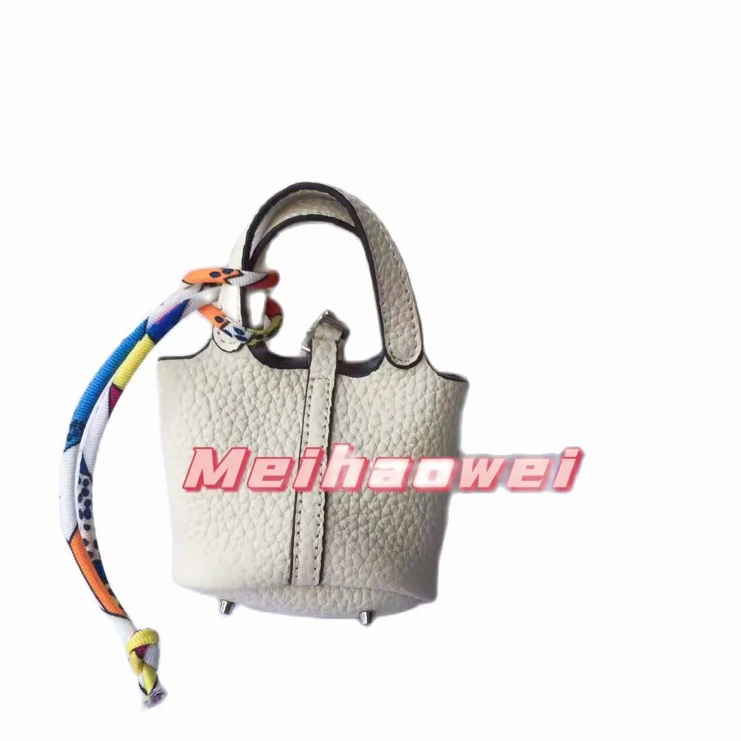 Fahion Handmade Cow Leather Bag Pendant Mini Bag With Lock Keychains Fashion Handbag Ornament Birthday Gift
