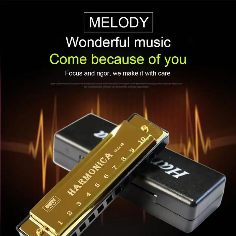10 Hole Harmonica Metal Woodwind Instrument Color Instrumentos Dropshipping 5 Support Musicais For Beginners E6W0 | Спорт и