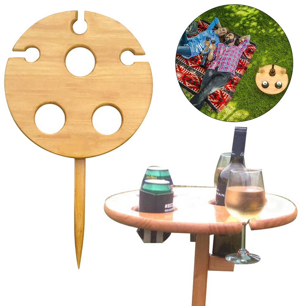

Portable Wine Table With Foldable Round Desktop Mini Wooden Picnic Table Easy To Carry Wooden Table Outdoor Garden Wine Rack