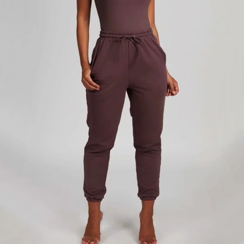 

Women Tie Waist Basic Joggers Cotton Sweat Pants Basic Slim Jogger