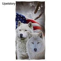 upetstory cool animal wolf print blanket soft bathbeach towel large shower towel textile hand towel thicken travel towels