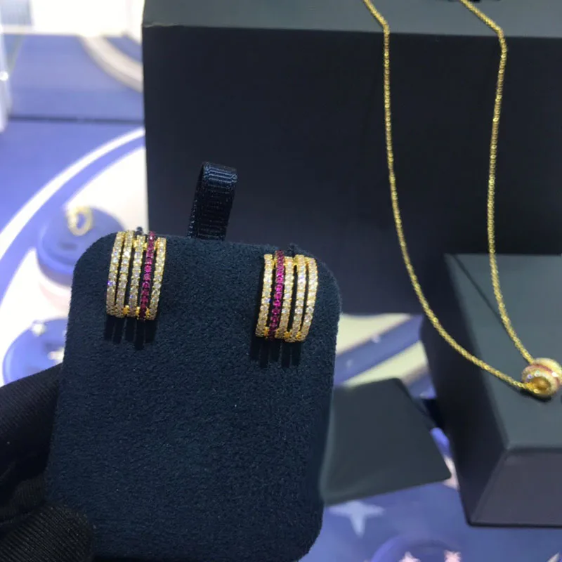 UMGODLY Copper Yellow Gold Color Multi Hoop Circles Adjustable Necklace with White &amp Burgundy Red Zirconia CZ Women Jewelry | Украшения