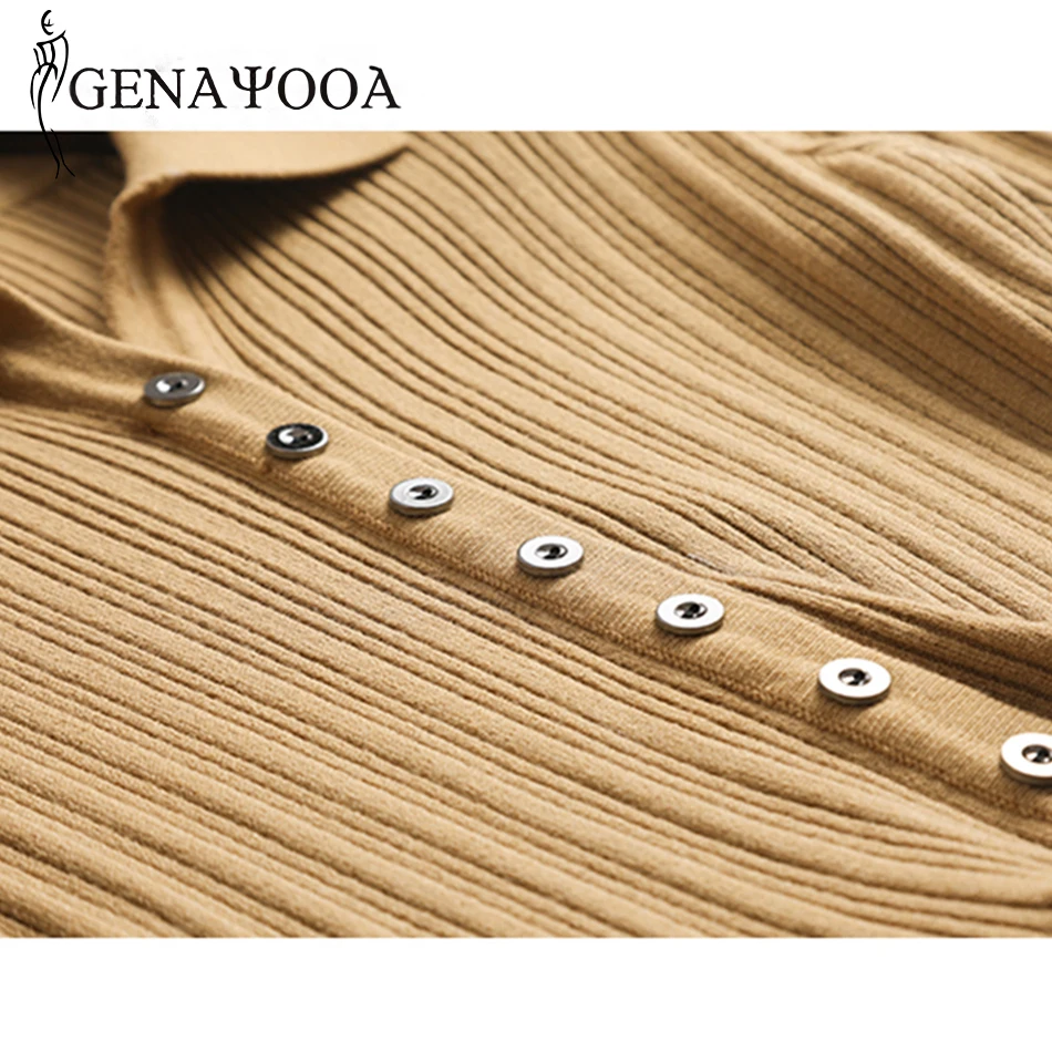 

Genayooa Elegant Knitted Dresses Autumn Winter Long Sweater Dress Women With Button Women Dress Casual Long Sleeve Vestidos