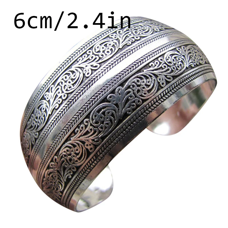 

2020 Fashion Carving Cuff Bracelets Vintage Style Tibetan Jewelry Antique Bohemian Bangle Antique Tibetan Bangles