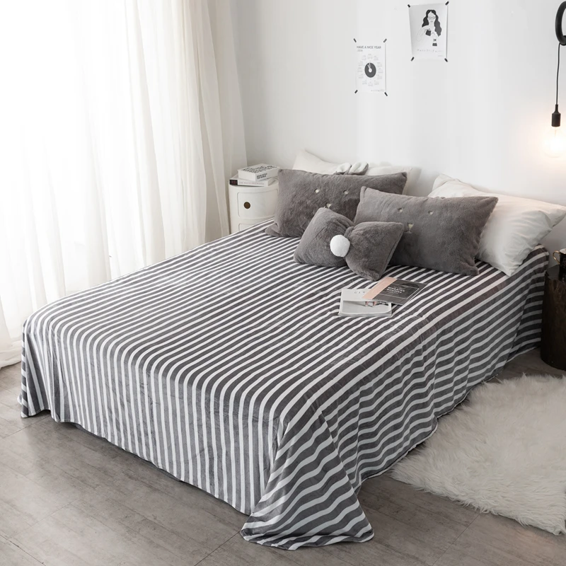 Зимние Бархатные постельные принадлежности с серыми заячьими ушками набор