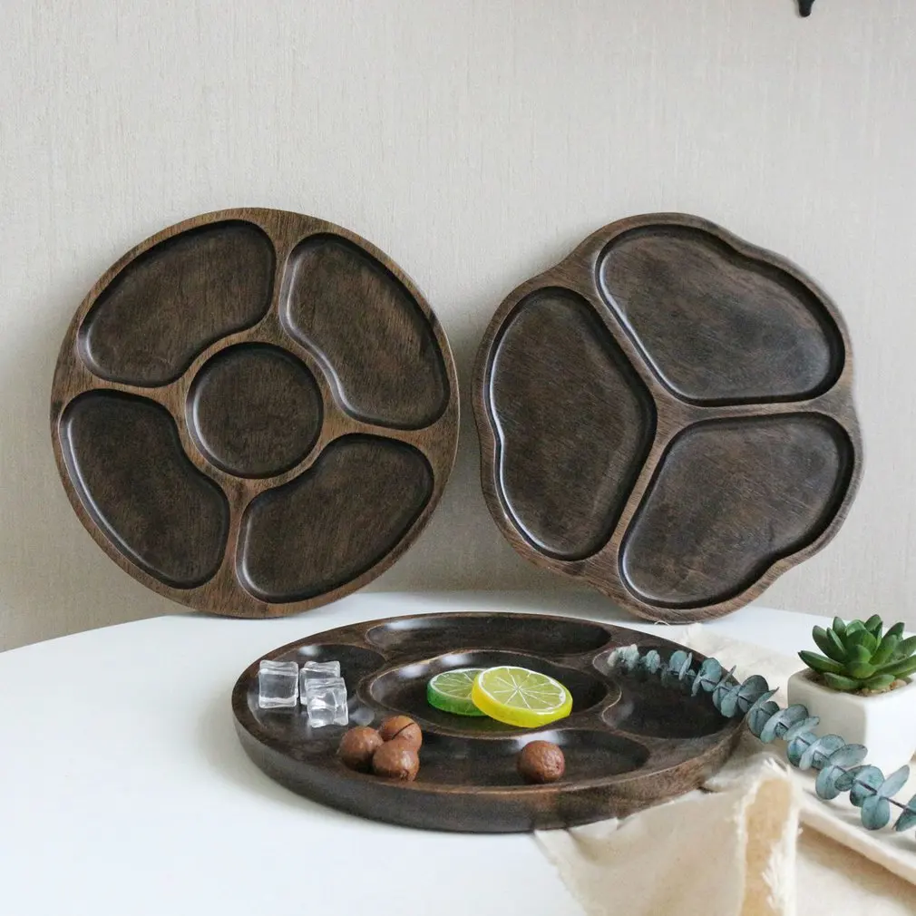 Tea Tray Wooden Plate Fruit Dessert Snack Candy Dining Bar Tableware | Дом и сад
