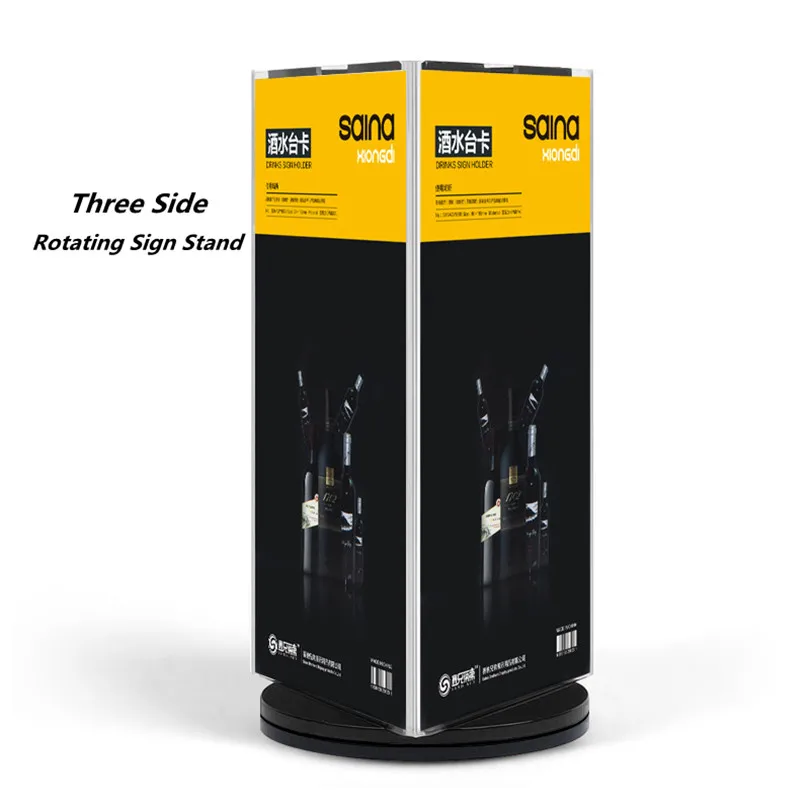 Вращающийся на 360 градусов трехсторонний Пластиковый Акриловый Настольный меню