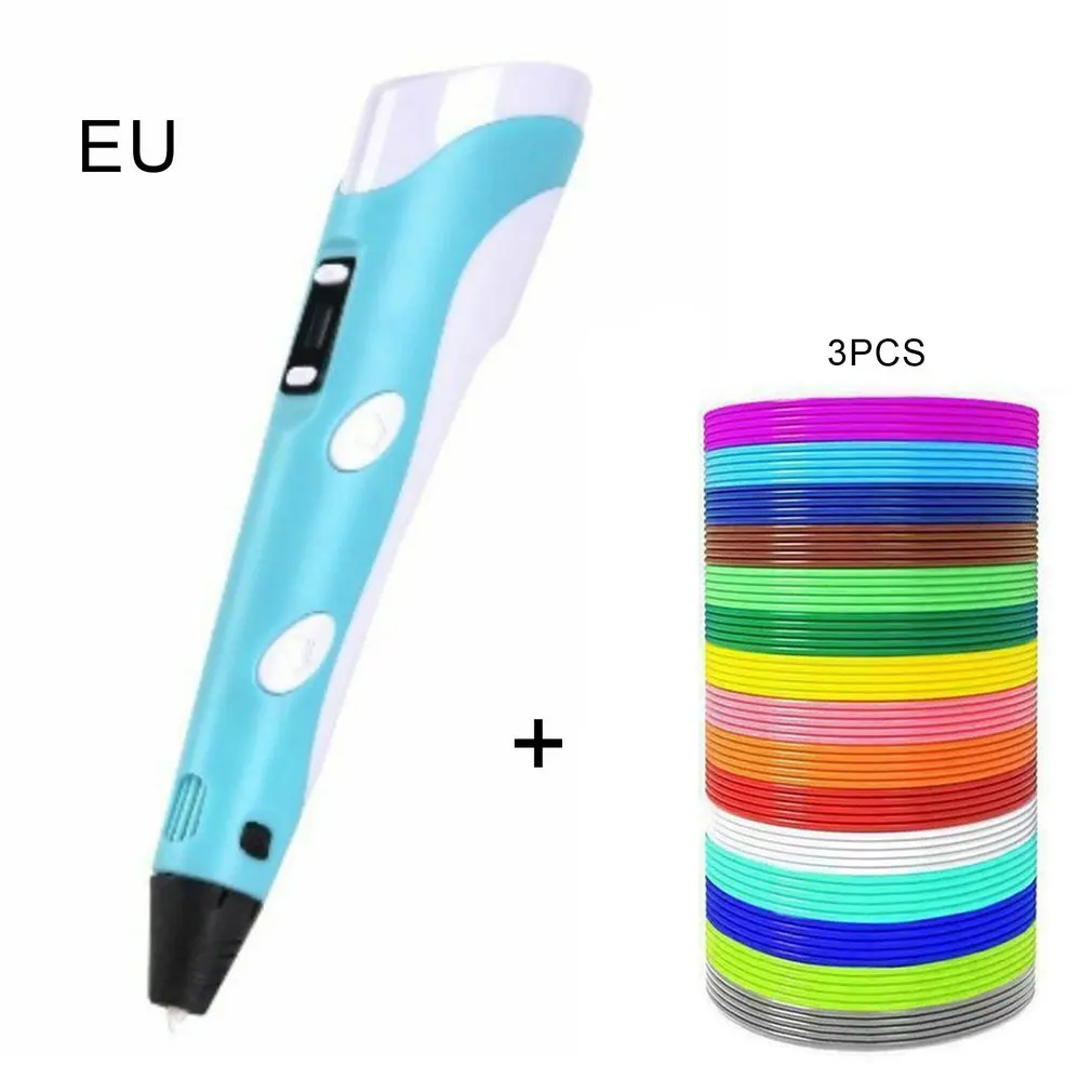 2021 3D painting pen Send three-color consumables each Crafting Doodle Drawing Arts Printer PLA/ABS Filaments Blue | Дом и сад