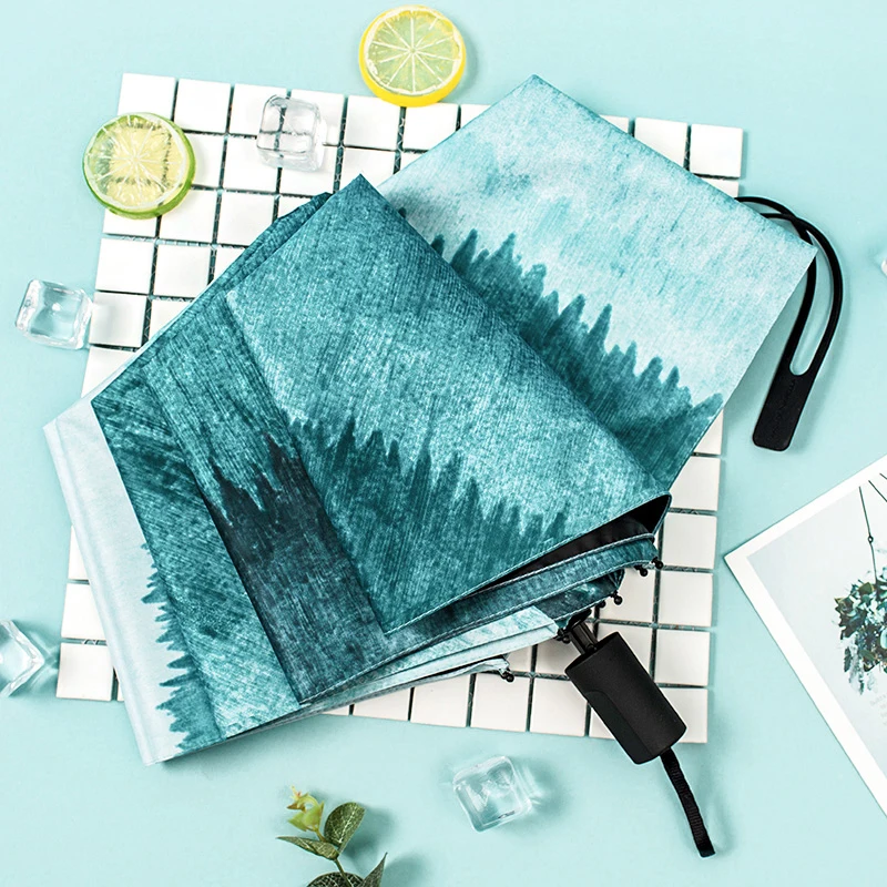 

Полностью автоматический складной зонт от дождя, портативный дорожный простой Солнечный зонт в стиле ретро, Женский Карманный Зонт, дождев...