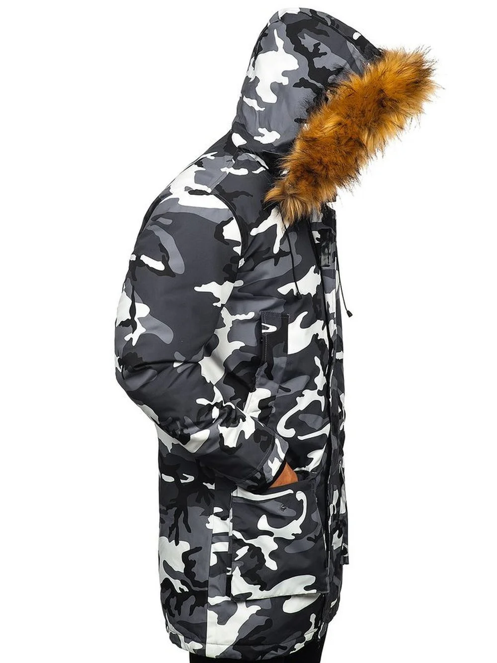 ZOGAA Fashionable Men's Winter Warm Plus Fleece Hooded Long Cotton Jacket