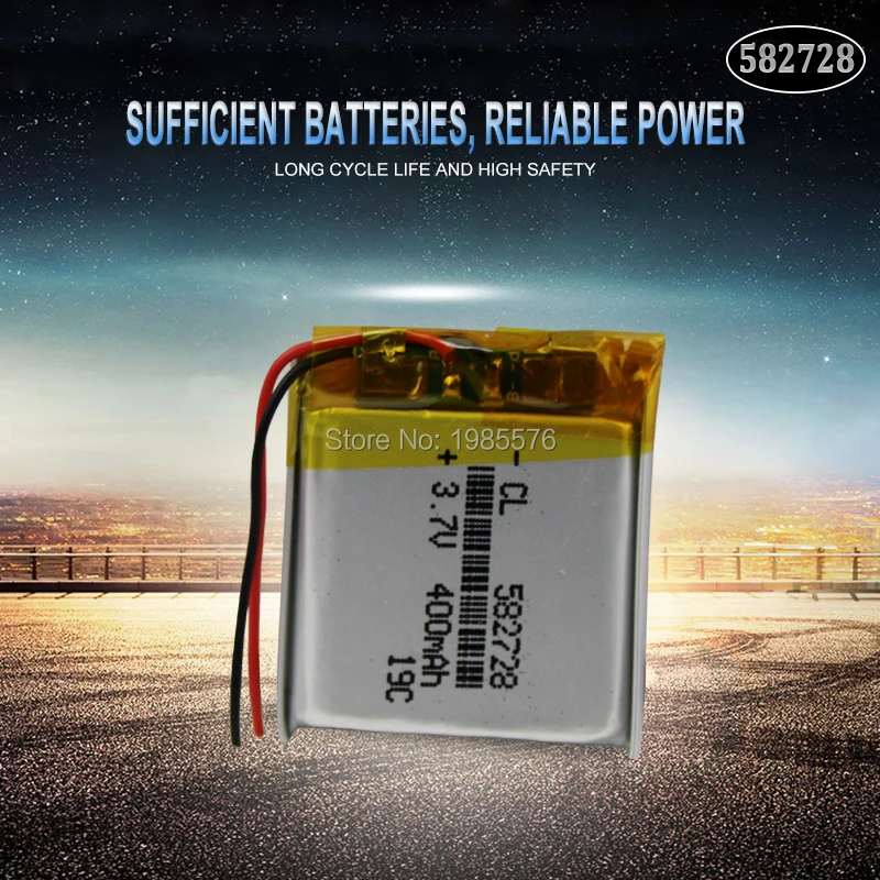 3.7V 400mAh 582728 Lithium Polymer Li-Po li ion Rechargeable Battery For smartwatch GPS Bluetooth PDA notebook speaker Lipo cell - купить по