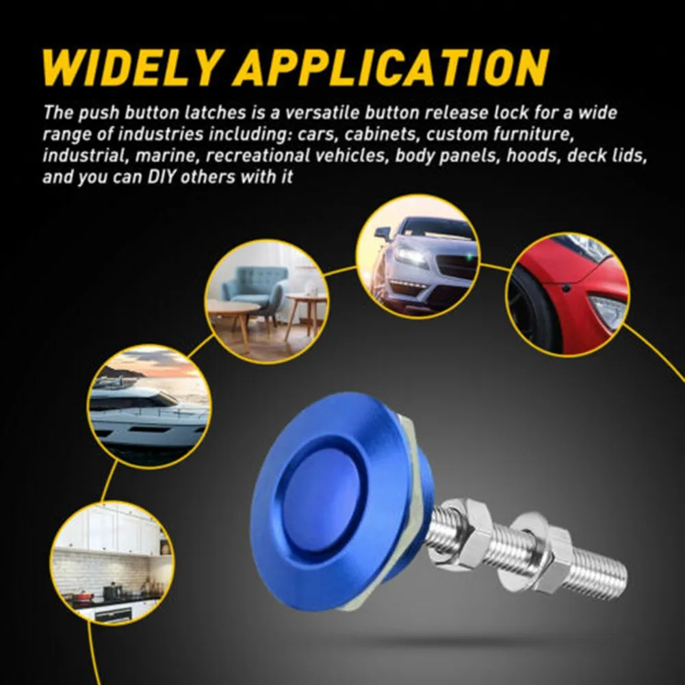

2Pcs/Set Push Button Aluminum Alloy Quick Release Bumper Latch Car Clip Lock Pins