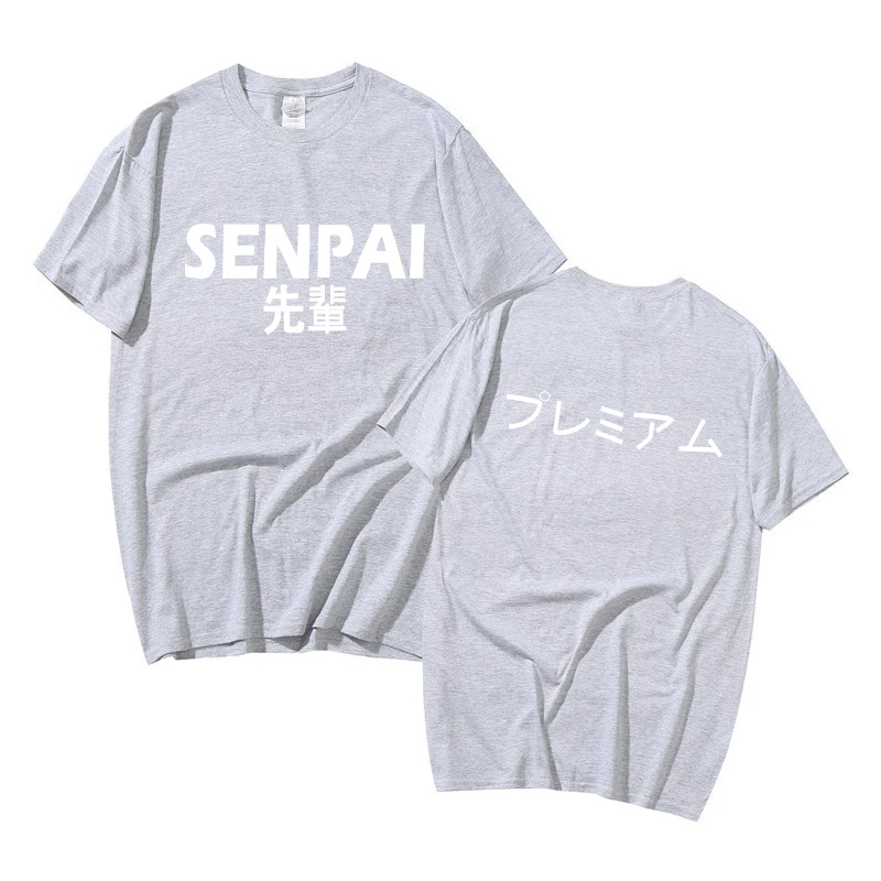 

Fashion Men's Senpai Two sides printing Cotton Black Print T-shirt summer Streetwear Tee Cotton Tshirt Unisex Harajuku Clothe