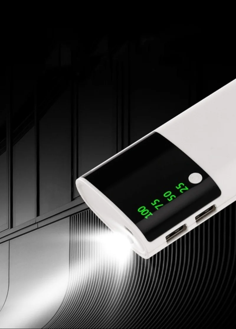 Портативное зарядное устройство 20000 мАч цифровое ультратонкое два USB-порта