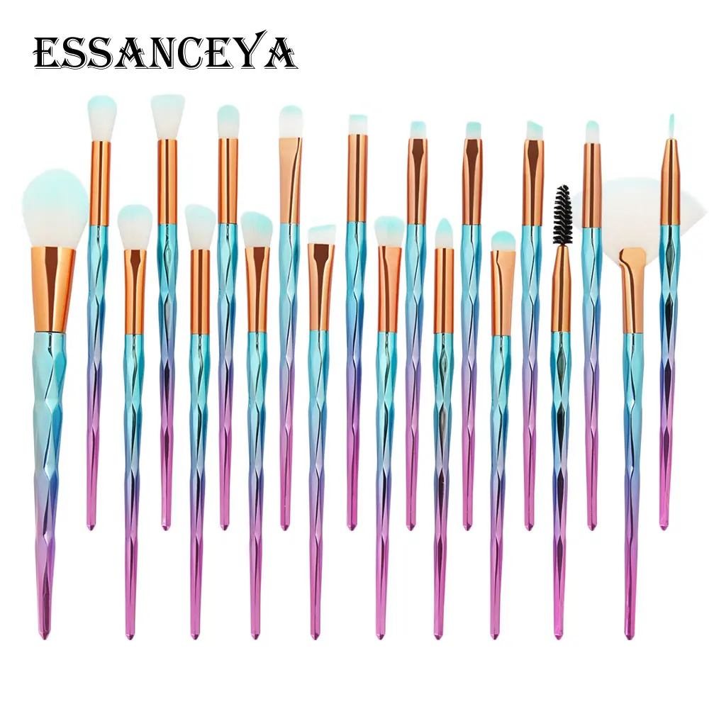 ESSANCEYA Горячая 11/21 шт. Русалка алмазные кисти для макияжа комплект рыбий хвост основа для макияжа лица Румяна Тени для век макияж кисть для смешивания кисти для макияжа