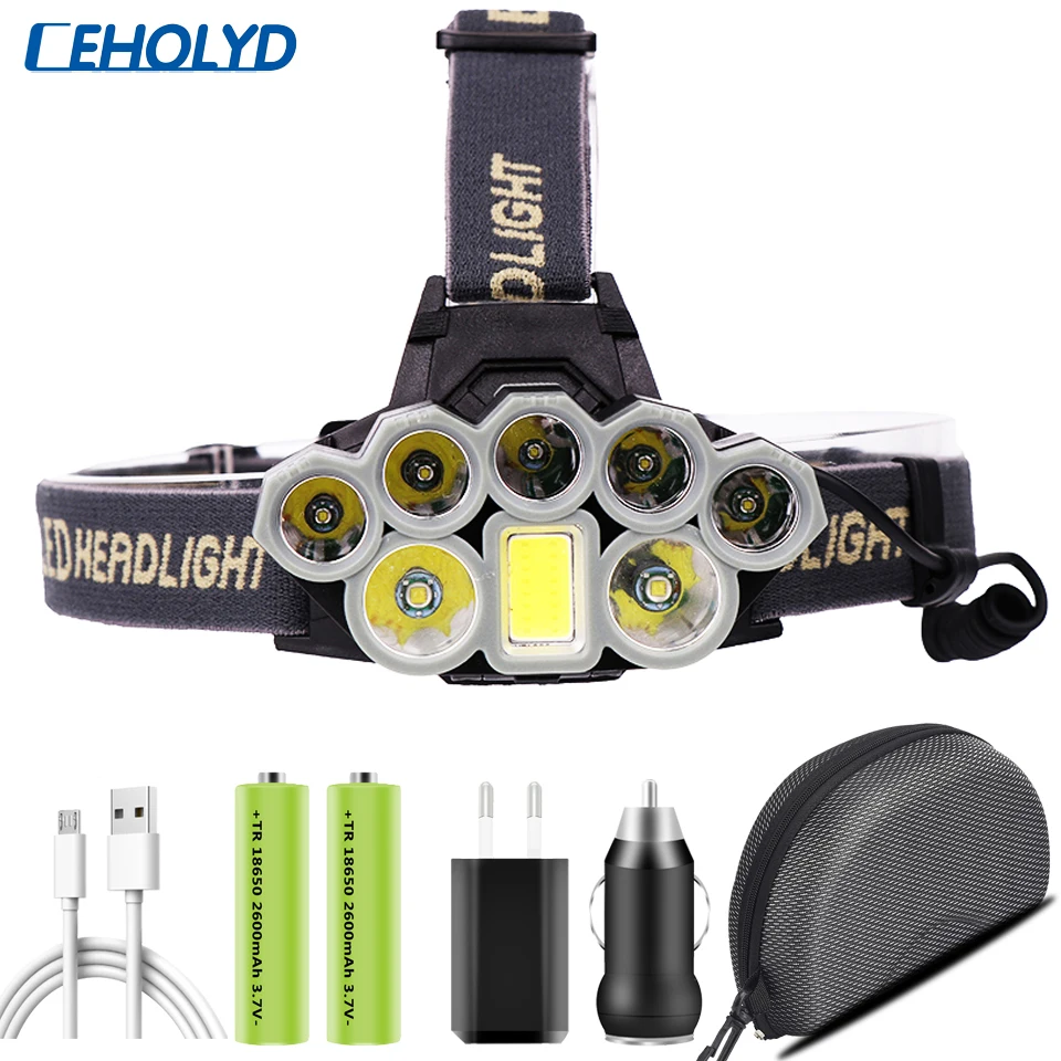 Водонепроницаемый фонарь 5000 лм мощный налобный светодиодные лампы Litwod USB