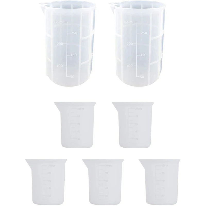 

Silicone Measuring Cups for Epoxy Resin 2Pcs 350ML 5Pc100ML for Epoxy Resin Jewelry Making Non-Stick Mixing Scale Cups