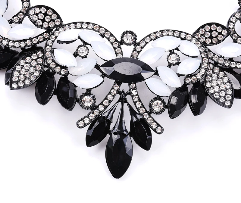 2017 Люксовый Бренд AB Блеск Хрустальный Цветок Цепь Choker Заявление Ожерелья