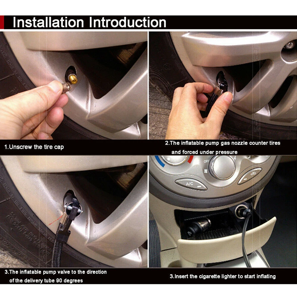 

Heavy Duty Powerful 300psi 12v Electric Car Tyre Inflator Air Compressor Pump For Bike Motorcycle Car Tire Inflator Air Pump New