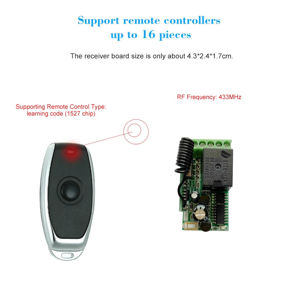 433Mhz DC 12V Universal RF Remote Control Switch Relay Receiver Module Mini 1CH Wireless Controls | Безопасность и защита