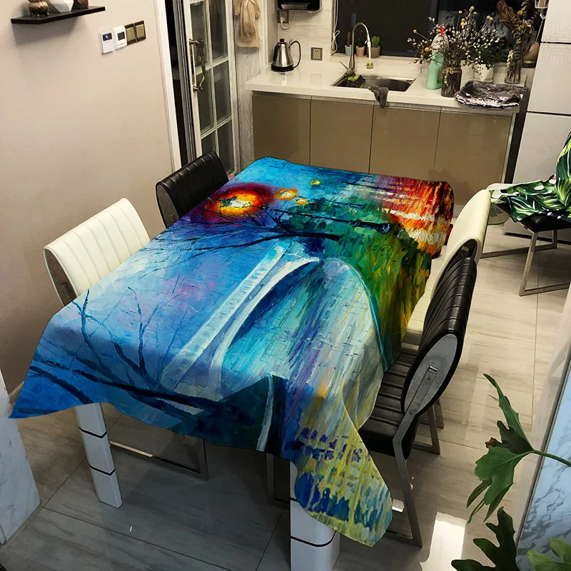 

Modern style oil painting pattern printing washable tablecloth