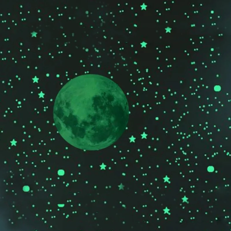 414 шт. светящаяся Луна 3D Star стены Стикеры комплект светится в темноте наклейка на