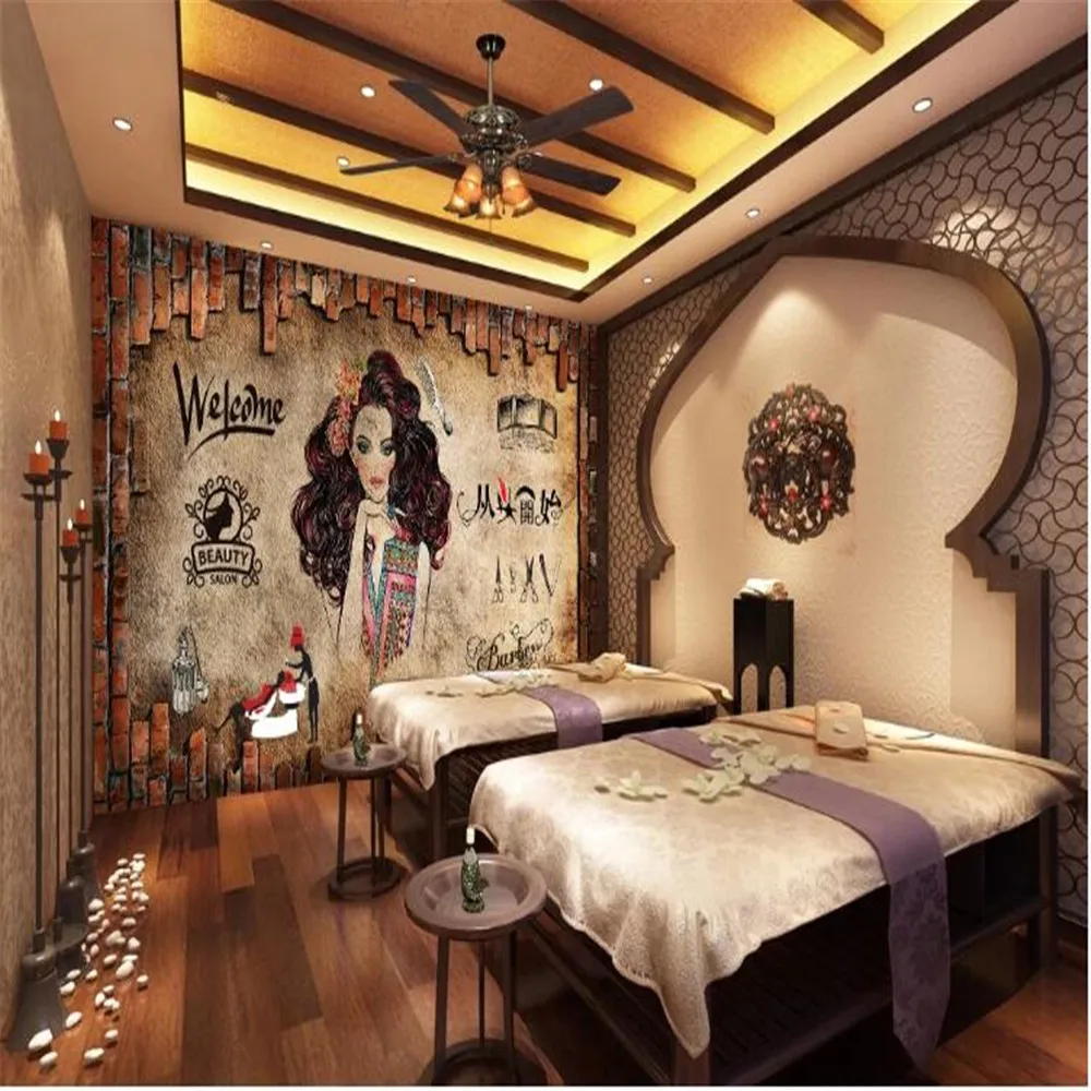 Milofi Ретро Макияж Салон красоты волосы Парикмахерская фон Стена Настенная Обои |