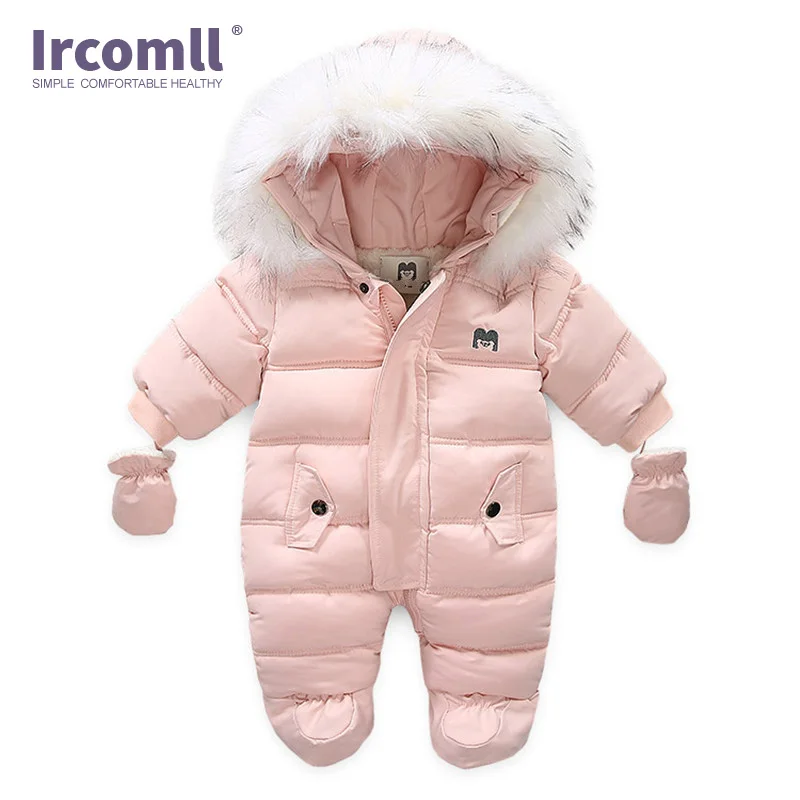 Ircomll Thick Warm Infant Baby Jumpsuit Hooded Inside Fleece Boy Girl Winter Autumn Overalls Children Outerwear Kids Snowsuit