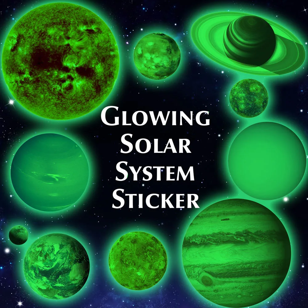 Creative Luminous Wall Stickers 9 Planet Solar System Glow in Dark Gift Home Decor Bedroom Wallpaper Noctilucent | Дом и сад