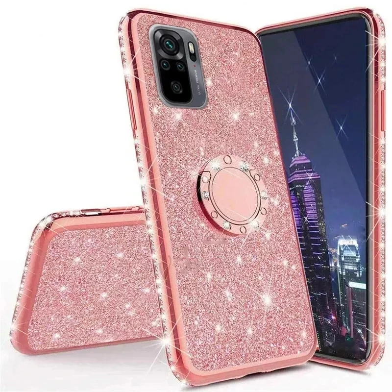 

Glitter Diamond Phone Case For Xiaomi Mi 11 Lite 5G 10T 10 Poco F3 X3 NFC Redmi 9T Note 10 Pro Max 9S 9 8 With Ring Holder Cover