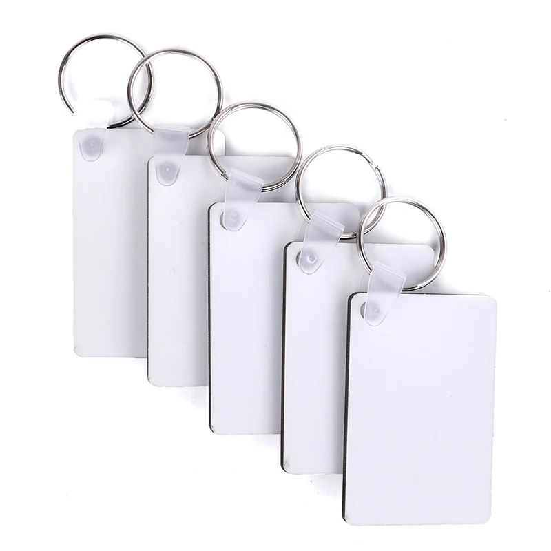 10PCS Wood Painting Key Ring Craft DIY Accessories Gift Rectangle White MDF Board Sublimation Printing Chains | Автомобили и