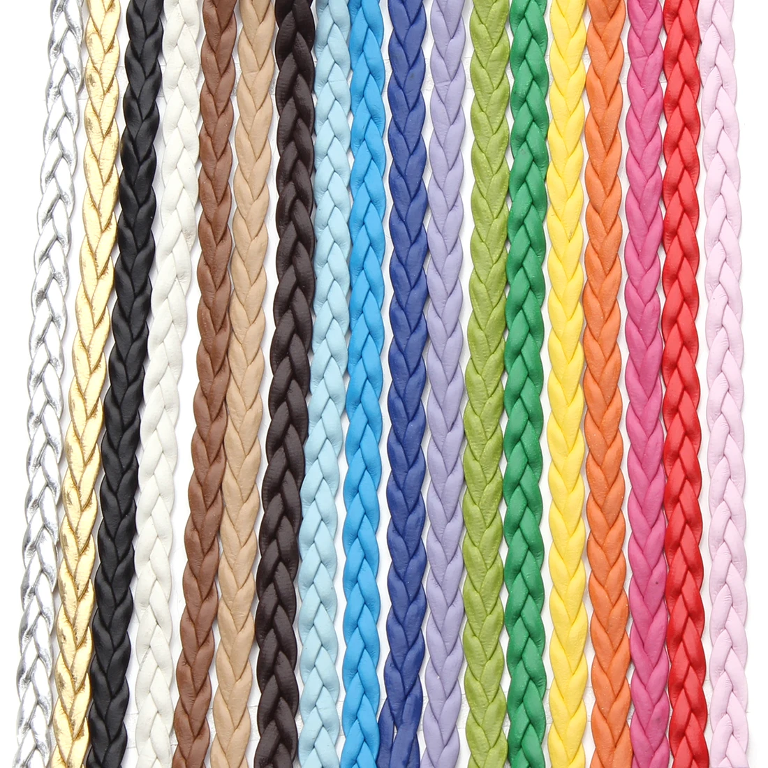 

10m/lot Colorful Flat Braided Genuine Leather Cord For DIY Necklace Bracelet Making String Rope Thread Jewelry Making Materials