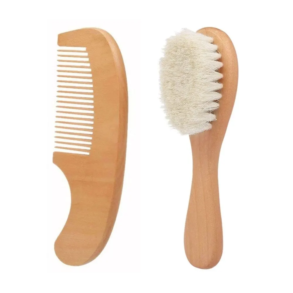 

Baby Wooden Baby Comb Hair Bath Brush Comb Brush Newborn Hair Brush Infant Head Massager Portable Newborn Baby Natural Wool Comb