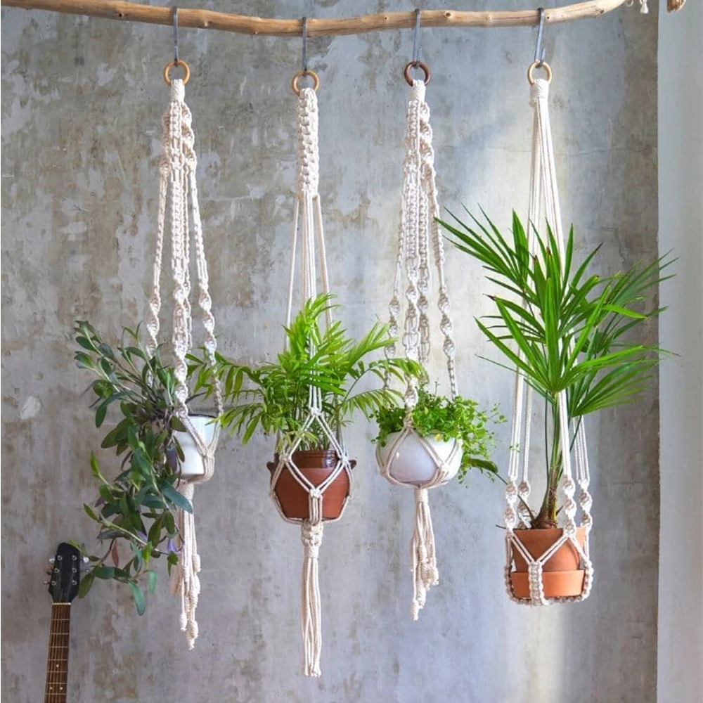 

Handmade Macrame Plant Hanger Hanging Plant Flowerpot Hangers Wall Decoration Countyard /Garden Pot Tray for Plant