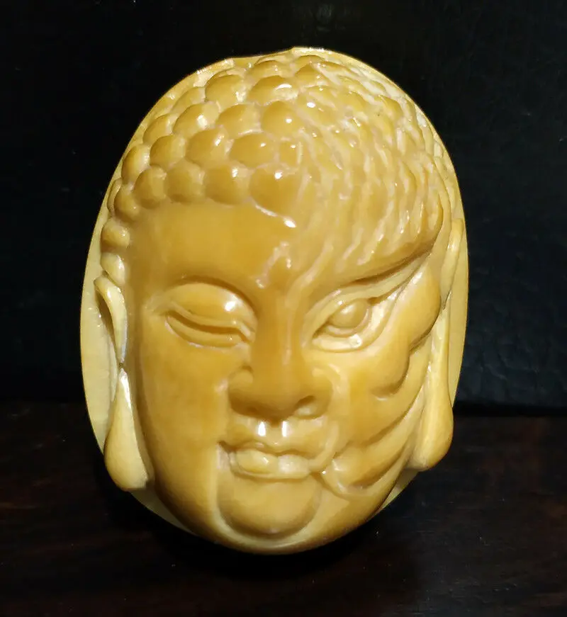 TN1389 2 &quotрезная вручную гайка тагуа Netsuke маска с миганием сердца|Статуи и скульптуры| |