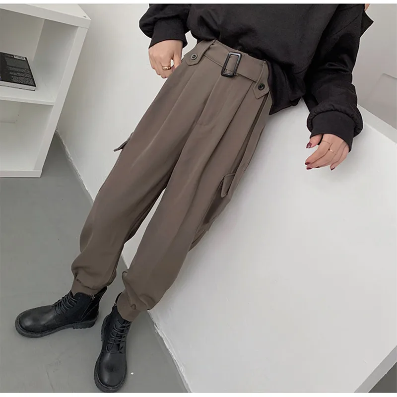 

Alien Kitty 2021 Autumn Women Trousers Loose Solid High Waist Female Cargo Pants Handsome Casual Elegant Office Lady All Match