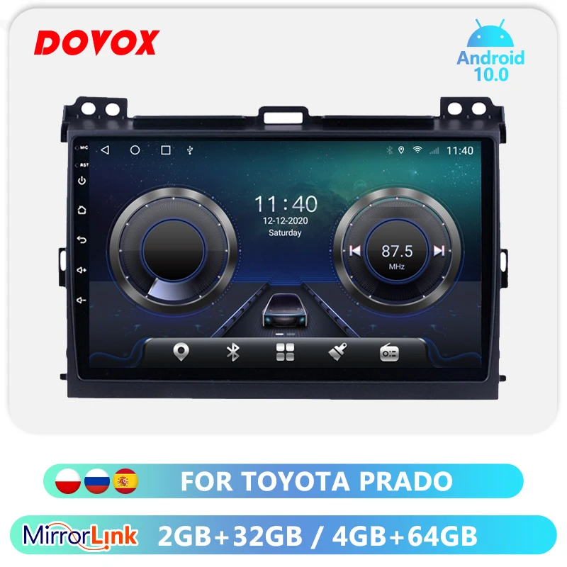 

DOVOX 2 Din Android For Toyota Land Cruiser Prado 120 2004 - 2009 Car Radio GPS Navigation Multimedia Player 4G+64G RDS 4G 2din