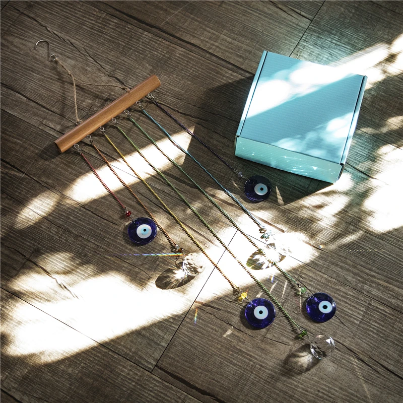 H &amp D энергия чакры хрустальный шар Suncatcher турецкий синий сглаза ветер