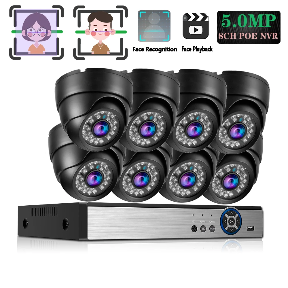 HKIXDISTE 8CH 5MP POE NVR Xmeye CCTV лицевая система 5.0MP In/наружная PoE IP камера ИК Ночное Видение