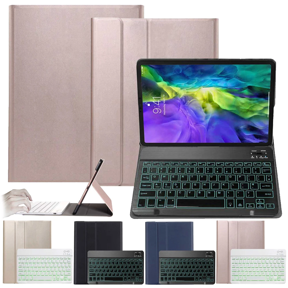

Smart Case for IPad Air 4 10.9 Air4 2020 Tablet Backlit Keyboard Leather Shell Detachable Bluetooth Keyboard Stand Cover + Pen