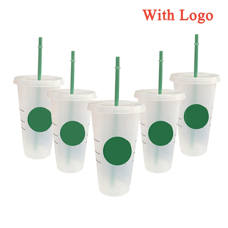 

710 мл/24 унции, соломенная чашка с крышкой и логотипом, меняющая цвет, кофейная чашка, многоразовые чашки, пластиковая кружка, матовая пластик...