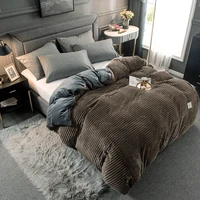 double color patchwork magic velvet duvet cover fashion solid color cartoon print comforter cover winter thick home bedding
