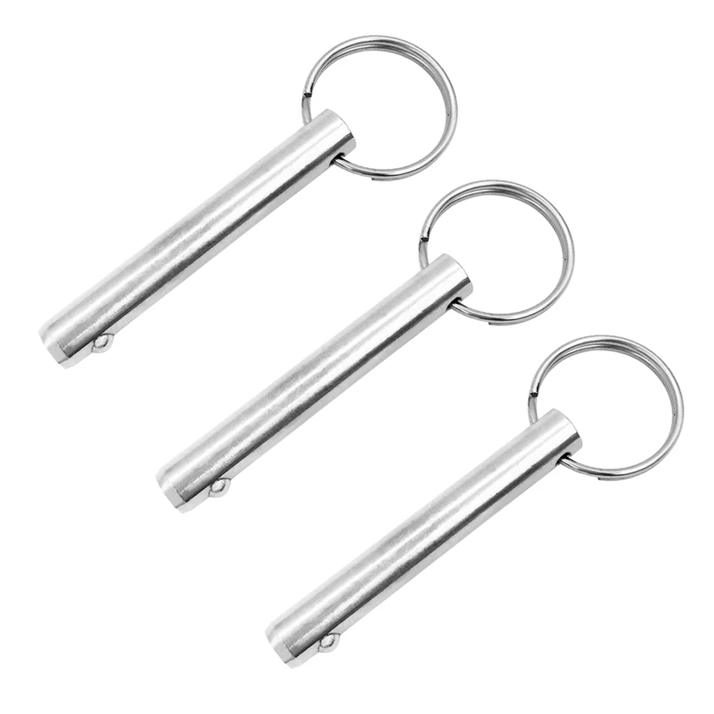 

3x Stainless Steel 316 Quick Release Pins 10 X 70mm Bimini Boat Detent Ring