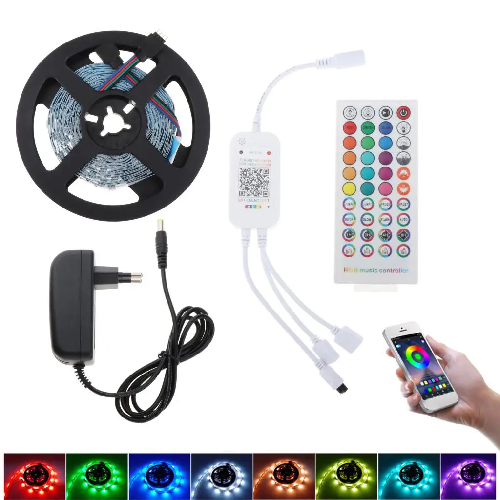 

Светодиодная лента s RGB 5050, Светодиодная лента с пультом дистанционного управления, меняющая цвет, световая лента с адаптером 12 В для спальни...