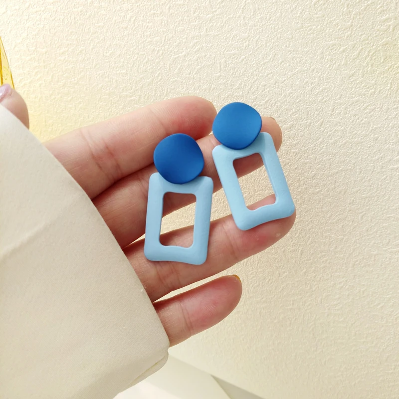 

S925 needle Fashion Jewelry Blue Earrings 2021 New Design Popular Style Two Color Dangle Drop Earrings For Sweet Girl Gift