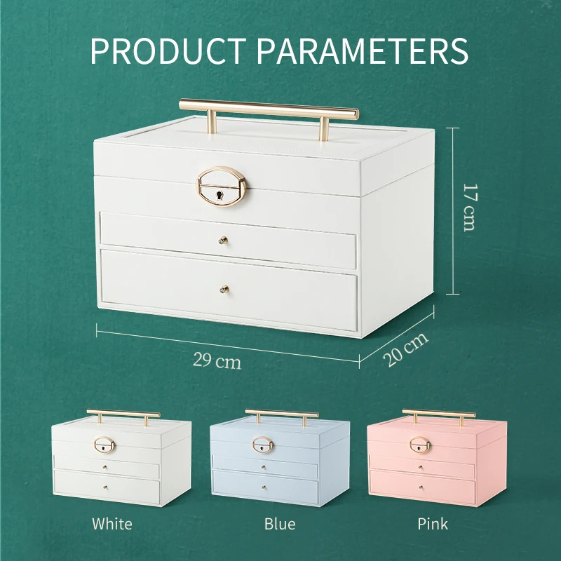 Casegrace Large Jewelry Storage Box Desktop Drawers Organizer for Makeup Earrings Cosmetic Jewelry Display Packaging Gift Case