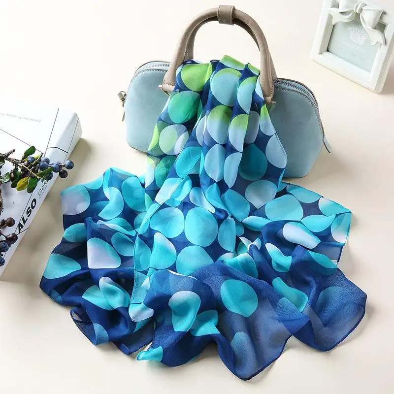 Шарфы женские весенние Длинные точки набивной шарф платок дамы шифон пляж